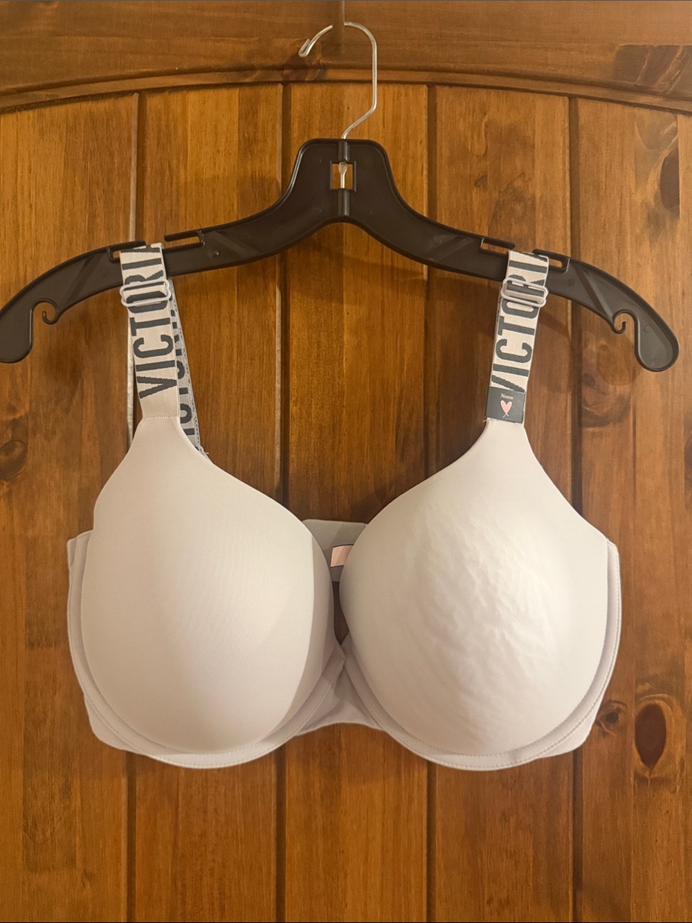 Victoria's Secret Light Gray Padded Underwire Bra with Logo Straps